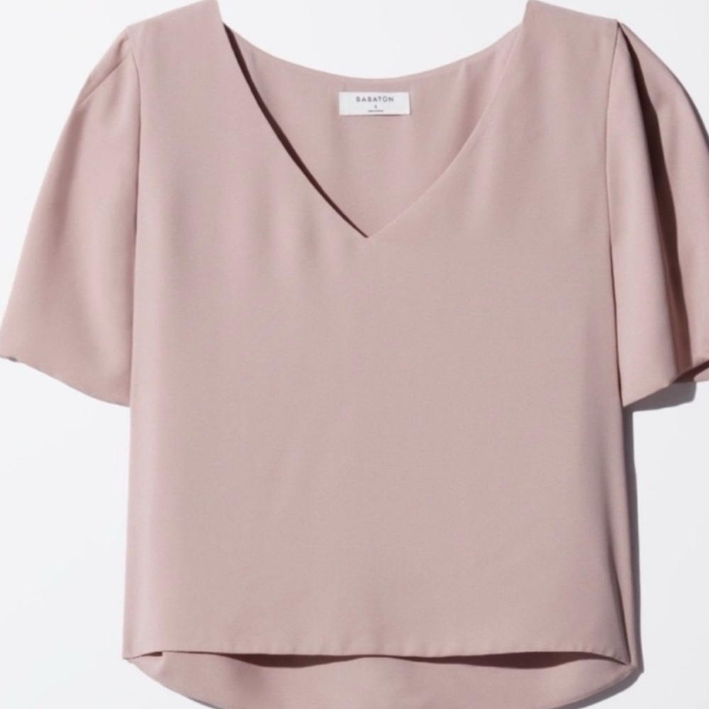 Babaton Soft Pink V-Neck Blouse